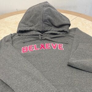 Torrid Gray Hoodie with Pink 'Believe' Embroidery